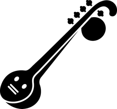 Black and White veena icon in flat style. vector