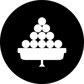 Sweets laddu on plate glyph icon or symbol. vector