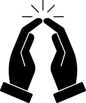Illustration of praying human hand icon in flat style. vector