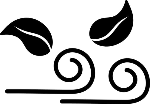 Black and White icon of Blowing Leaves. vector