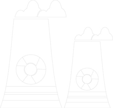 Factory chimney in line art illustration. vector