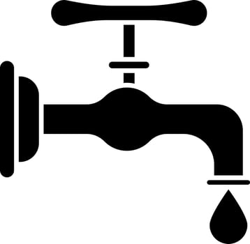 Black water tap icon for save water concept. vector