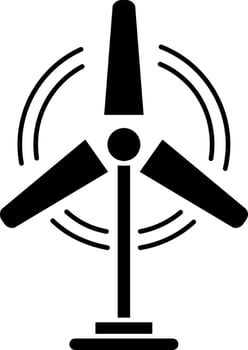 Flat style windmill icon in black color. vector