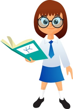 Girl reading a book. vector