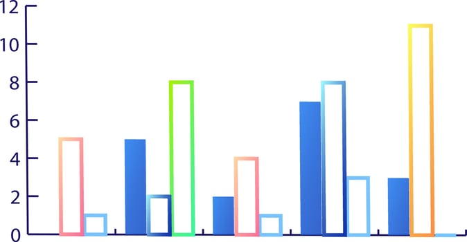 Line art illustration of colorful bar graph. vector