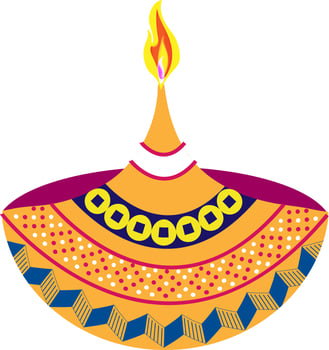 Beautiful floral design decorated oil lamp. vector
