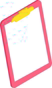 Isometric icon of blank clipboard in pink color. vector