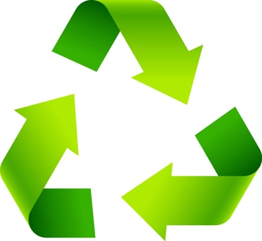 Green recycle sign on white background. vector