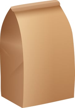 Brown paper bag symbol. Realistic illustration element. vector