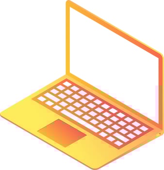 3D isometric laptop icon in yellow and orange color. vector