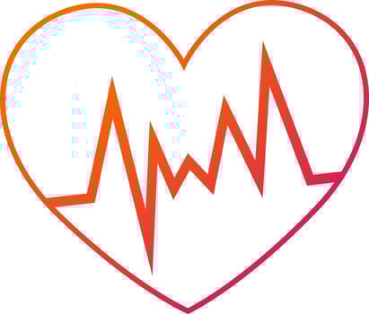 Pink and orange beating heart icon in flat style. vector