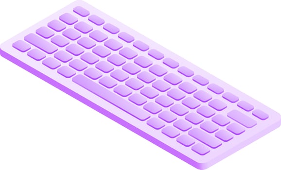 Isolated keyboard isometric icon in purple color. vector