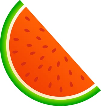 Watermelon slice in orange and green color. vector
