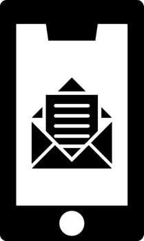 Mail in smartphone icon or symbol. vector