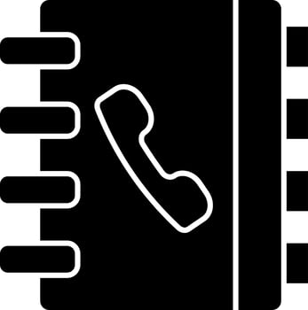 Black and White phone book glyph sign or symbol. vector