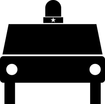 Vector illustration of police car in Black and White color.