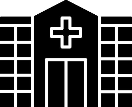 Black and White illustration of hospital icon. vector