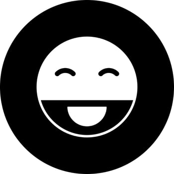 Bearded smiley emoji face icon in Black and White color. vector