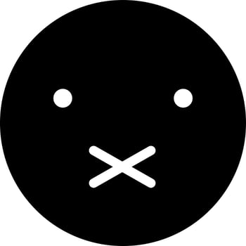 Muted or mouth closed emoji character glyph icon. vector