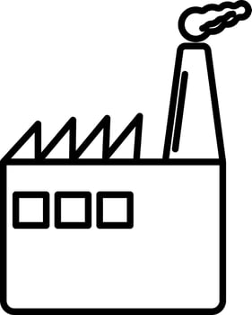 Isolated line art icon of factory. vector