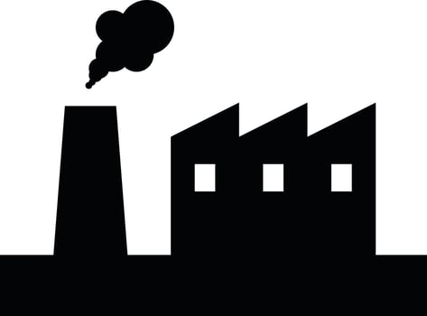 Black and White illustration of Factory icon. vector