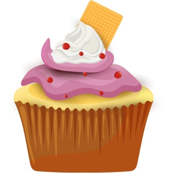 Brown cup cake with biscuit. vector