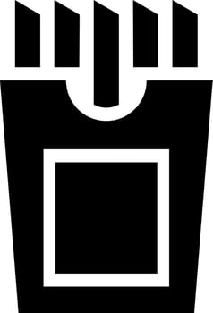 Black and White french fries icon in flat style. vector
