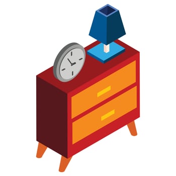Nightstand element in isometric style. vector