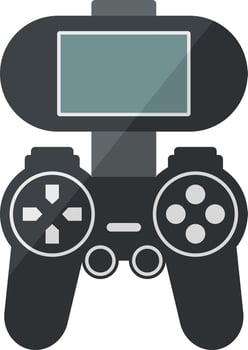 Mobile with gamepad icon in flat style. vector