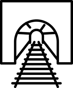 Underground mine tunnel, mining industry concept icon in line art. vector