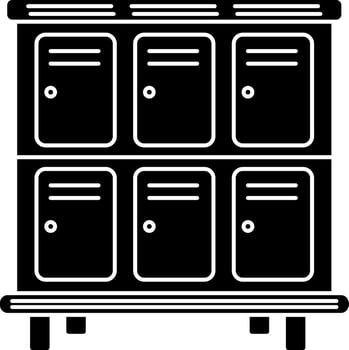 Cupboard or locker icon in Black and White color. vector