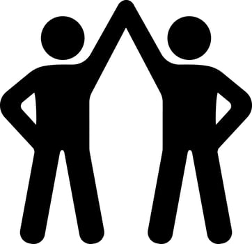 Friends giving high five sign or symbol. vector