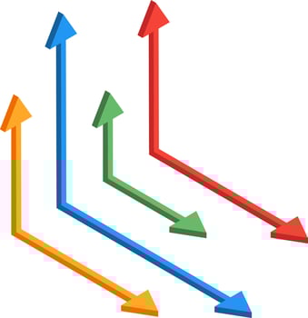 Isometric illustration of statistic arrow infographic graph. vector