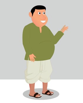 Indian village man cartoon character. moral stories for the best cartoon character vector