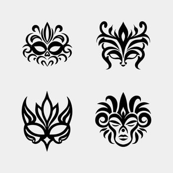 Carnival mask silhouettes vector isolated on white background