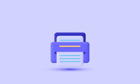 illustration creative printer paper 3d vector icon symbols isolated on background