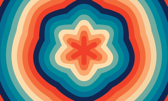 Flower retro vintage swirl twirl pattern abstract 70s background. Vector illustration