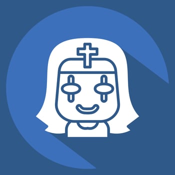 Icon Nun. related to Halloween symbol. long shadow style. simple design editable. simple illustration vector