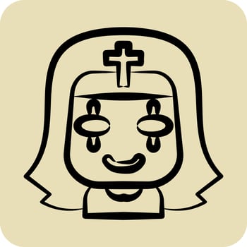Icon Nun. related to Halloween symbol. hand drawn style. simple design editable. simple illustration vector