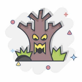 Icon Death Tree. related to Halloween symbol. comic style. simple design editable. simple illustration vector