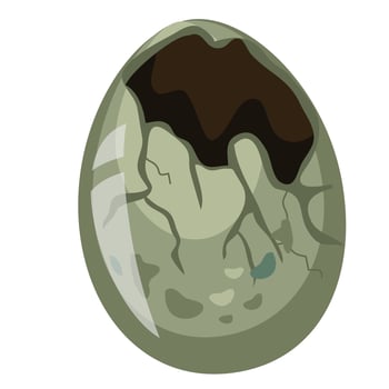 Cute flat dinosaur egg on a white background. Funny cartoon dinosaur isolated on white background for packing paper, fabric, postcard, clothing, printable game card. Vector file.