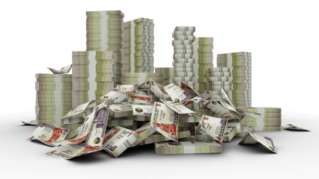 Big stacks of Egyptian pound notes. A lot of money isolated on transparent background. 3d rendering of bundles of cash png