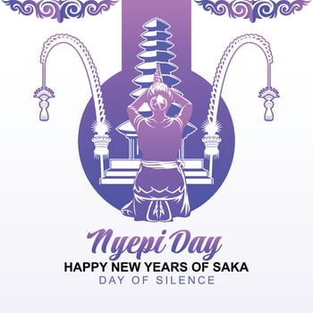 Bali's Day Of Silence And Hindu New Year Vector Illustration fit for Poster Banner and Template, Indonesain Bali's Nyepi Day