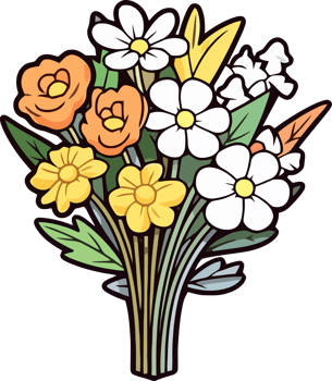 Cheerful Bouquet of Colorful Spring Flowers png
