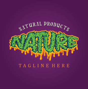 Nature typeface cannabis buds slime effect vector illustrations for your work logo, merchandise t-shirt, stickers and label designs, poster, greeting cards advertising business company
