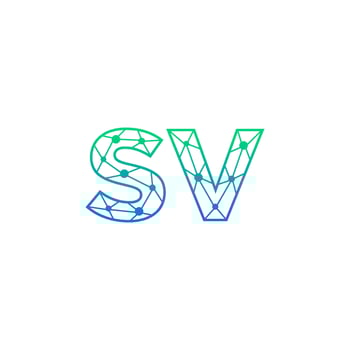 Abstract letter SV logo design with line dot connection for technology and digital business company. vector