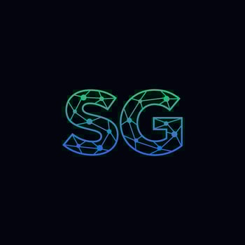 Abstract letter SG logo design with line dot connection for technology and digital business company. vector