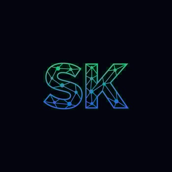 Abstract letter SK logo design with line dot connection for technology and digital business company. vector