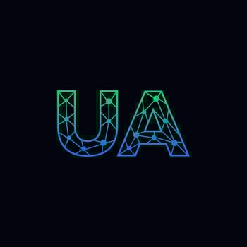 Abstract letter UA logo design with line dot connection for technology and digital business company. vector