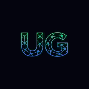 Abstract letter UG logo design with line dot connection for technology and digital business company. vector